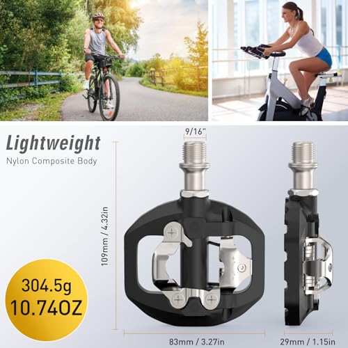 NAACOO Bike Pedals Dual Platform Compatible with Shimano SPD Mountain Clipless Pedals,3-Sealed Bearing Lightweight Nylon Fiber Bicycle Pedals for Outdoor Spin Exercise Peloton Fit Trekking Bike - Image 5