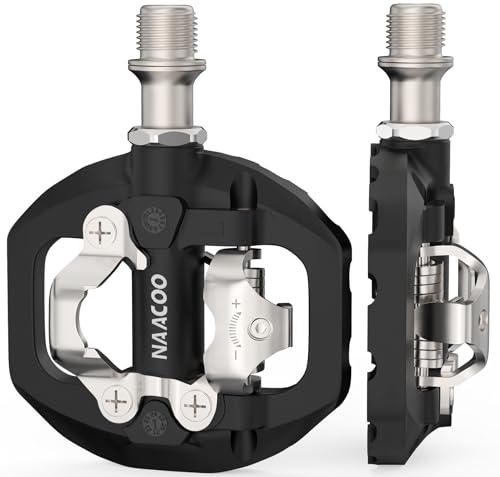 NAACOO Bike Pedals Dual Platform Compatible with Shimano SPD Mountain Clipless Pedals,3-Sealed Bearing Lightweight Nylon Fiber Bicycle Pedals for Outdoor Spin Exercise Peloton Fit Trekking Bike - Image 2