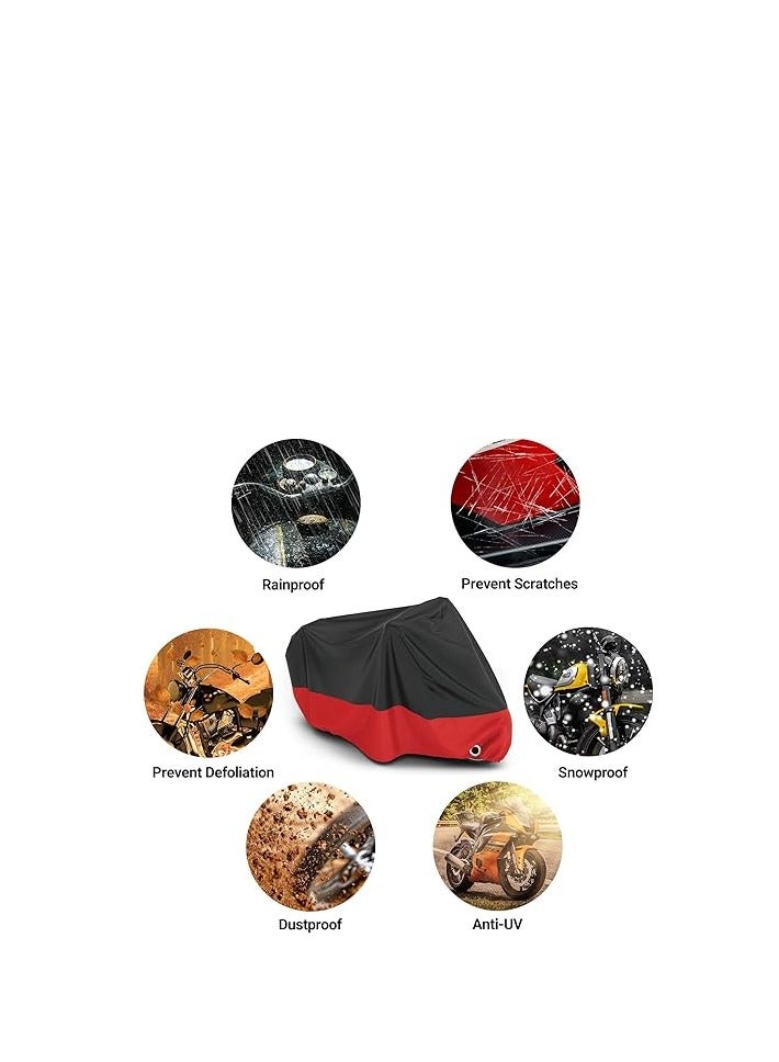 Motorcycle Cover Waterproof Outdoor - Four Seasons Protection, Sunscreen, Rainproof, Dustproof, with Reflective Stripes, Lightweight Motorcycle Cover XXXL - Image 5