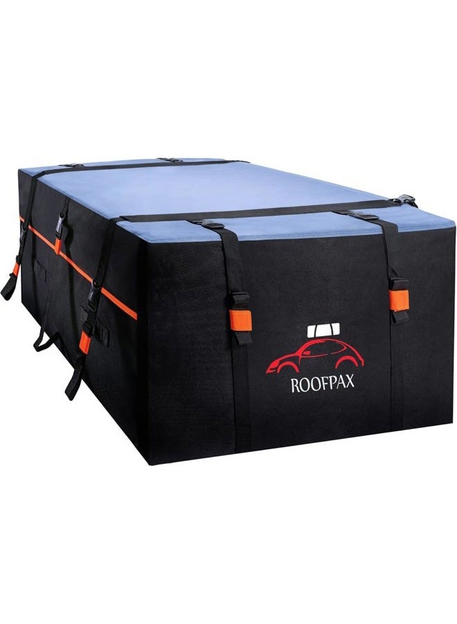 RoofPax 19 cft. Car Rooftop Cargo Carrier Bag, Waterproof Storage - Including Double Zippers, Integrated Mat, 10 Heavy-Duty Tie-Down Straps fit Cars with/Without Roof Top Rack or Side Rails. - Image 1