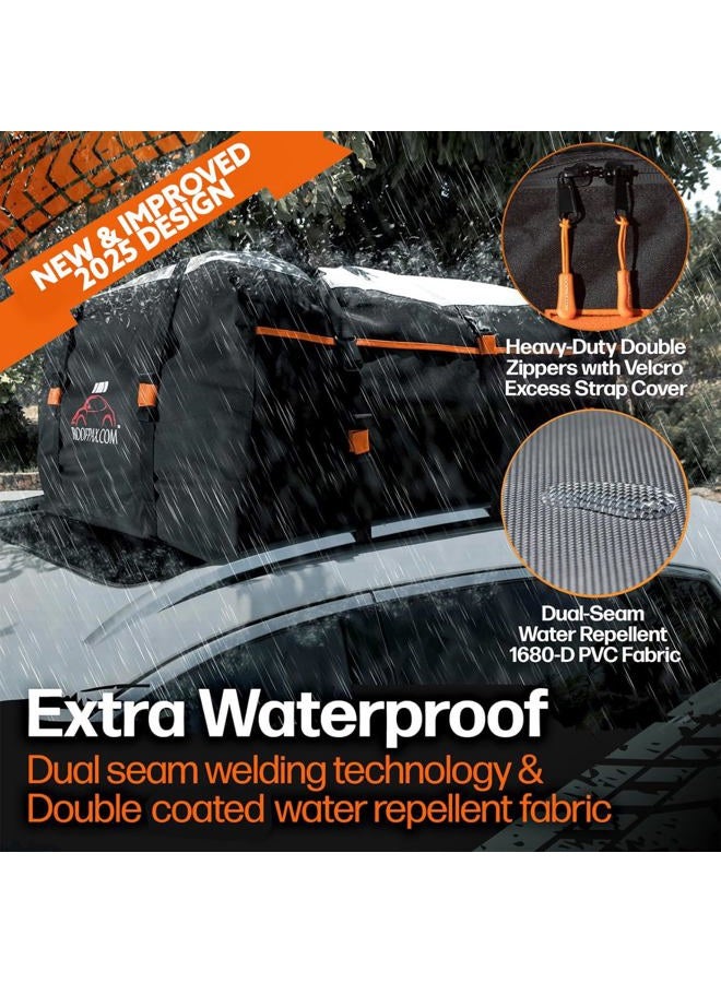 RoofPax 19 cft. Car Rooftop Cargo Carrier Bag, Waterproof Storage - Including Double Zippers, Integrated Mat, 10 Heavy-Duty Tie-Down Straps fit Cars with/Without Roof Top Rack or Side Rails. - Image 3