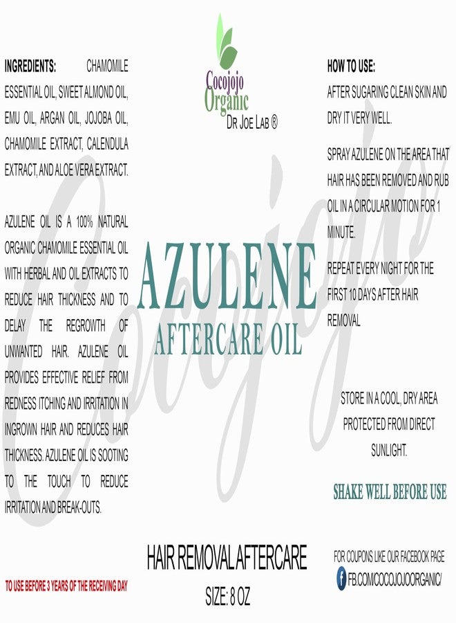 cocojojo Azulene Oil After Waxing Sugaring Soothing Hair Retardant 8 Oz Decreasing Hair Thickness After Hair Removal Natural Delaying Hair Regrowth - Image 5