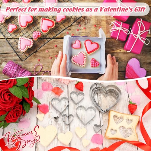 LifeisLuck Heart Cookie Cutter Set 10Pcs Stainless Steel Biscuit Cutters Valentine’s Day Different Size Heart Shapes Mold Fondant Cake Cookie Molds for Baking Anniversary, Bridal, Engagement and Wedding - Image 5