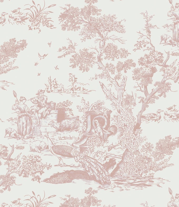 PEEL AND STICK WALLPAPER VINTAGE WALLPAPER WHITE AND PINK WALLPAPER REMOVABLE SELFADHESIVE WALLPAPER FOR BEDROOM BATHROOM TOILE CONTACT PAPER FOR WALLS COVERING 16IN787IN