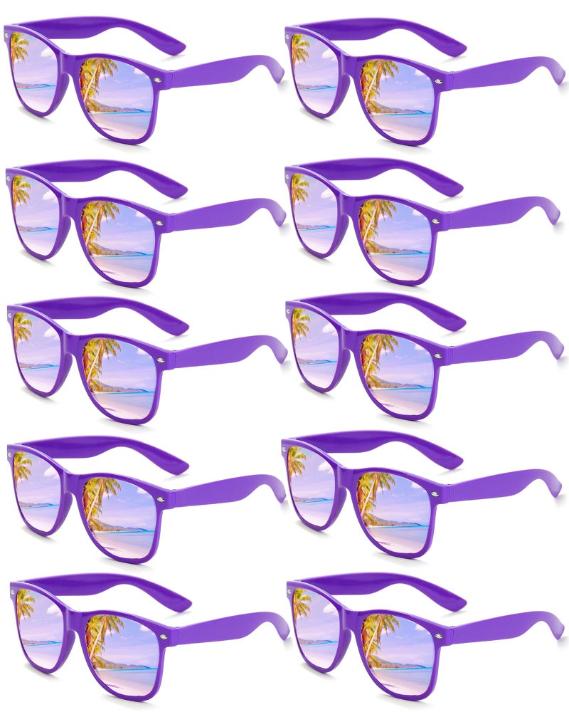 Fsmiling Purple Sunglasses Bulk Adult Party Sunglasses 80s Shades Pack for Men Women Mardi Gras UV400 Protection-10Pack - Image 1