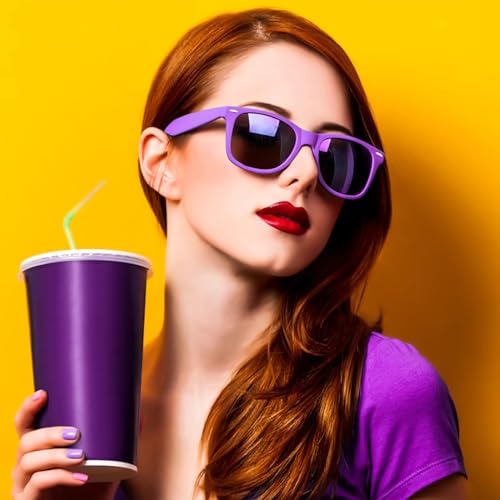 Fsmiling Purple Sunglasses Bulk Adult Party Sunglasses 80s Shades Pack for Men Women Mardi Gras UV400 Protection-10Pack - Image 4