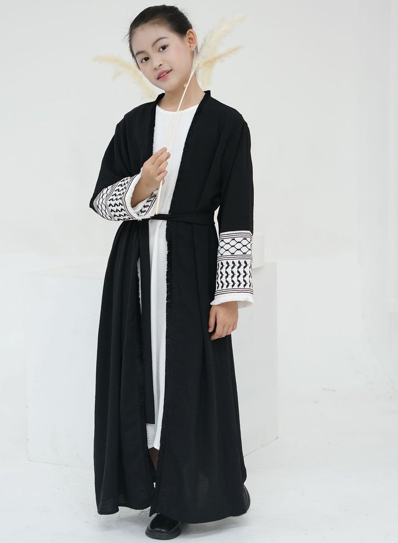 "Arabian children's clothing for girls, Middle Eastern Dubai embroidered tassel children's robe dress, basic solid color, matching parent-child style." - Image 1