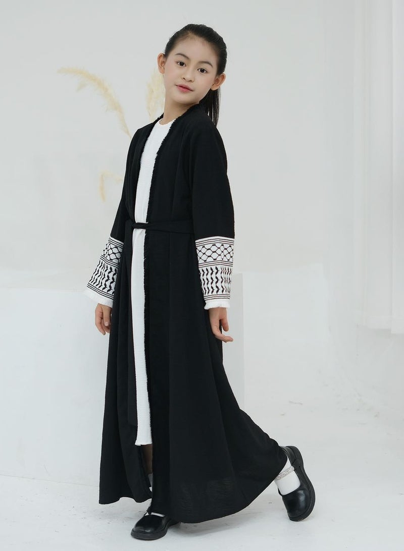"Arabian children's clothing for girls, Middle Eastern Dubai embroidered tassel children's robe dress, basic solid color, matching parent-child style." - Image 2