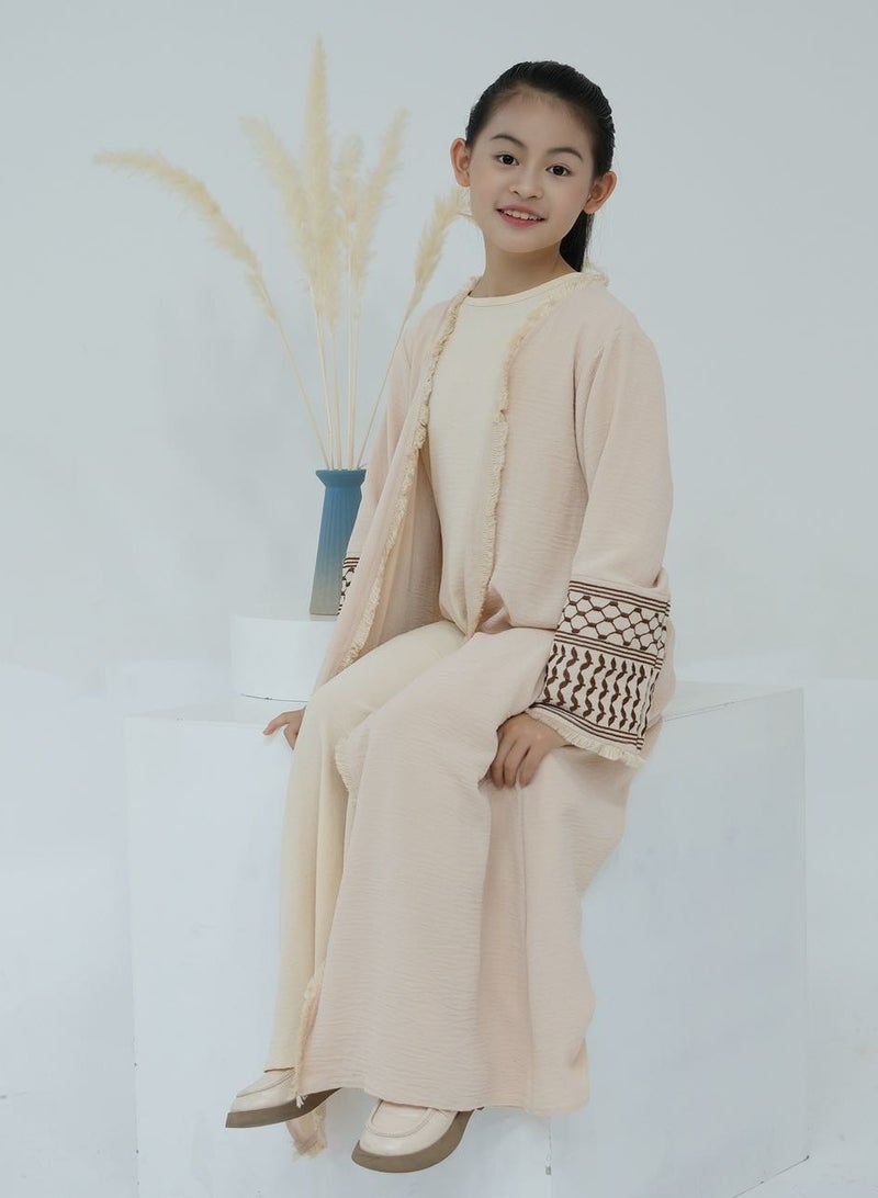 "Arabian children's clothing for girls, Middle Eastern Dubai embroidered tassel children's robe dress, basic solid color, matching parent-child style." - Image 4