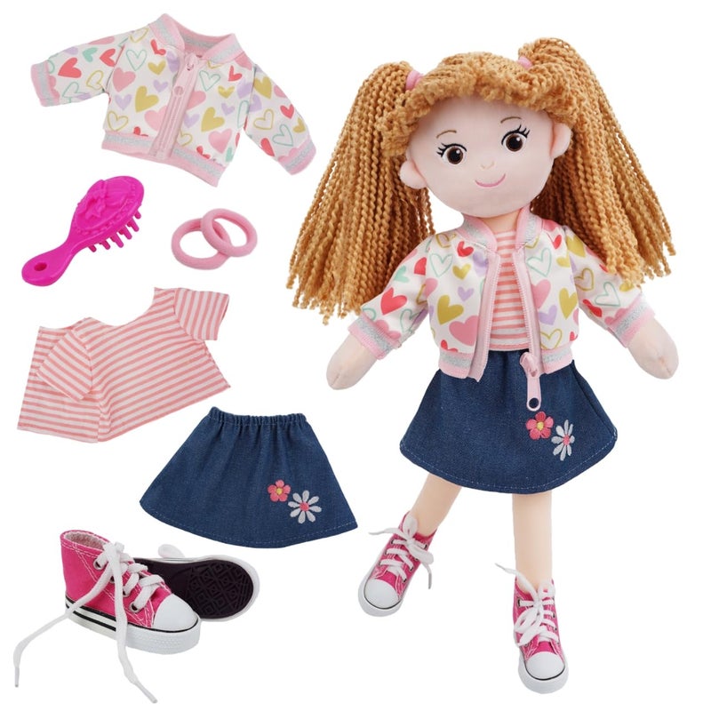 June Garden 14 Snuggle Cutie Doll Gracie Soft Plush Doll for Girls and Toddlers Removable Clothes and Shoes - Image 3