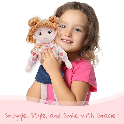 June Garden 14 Snuggle Cutie Doll Gracie Soft Plush Doll for Girls and Toddlers Removable Clothes and Shoes - Image 5