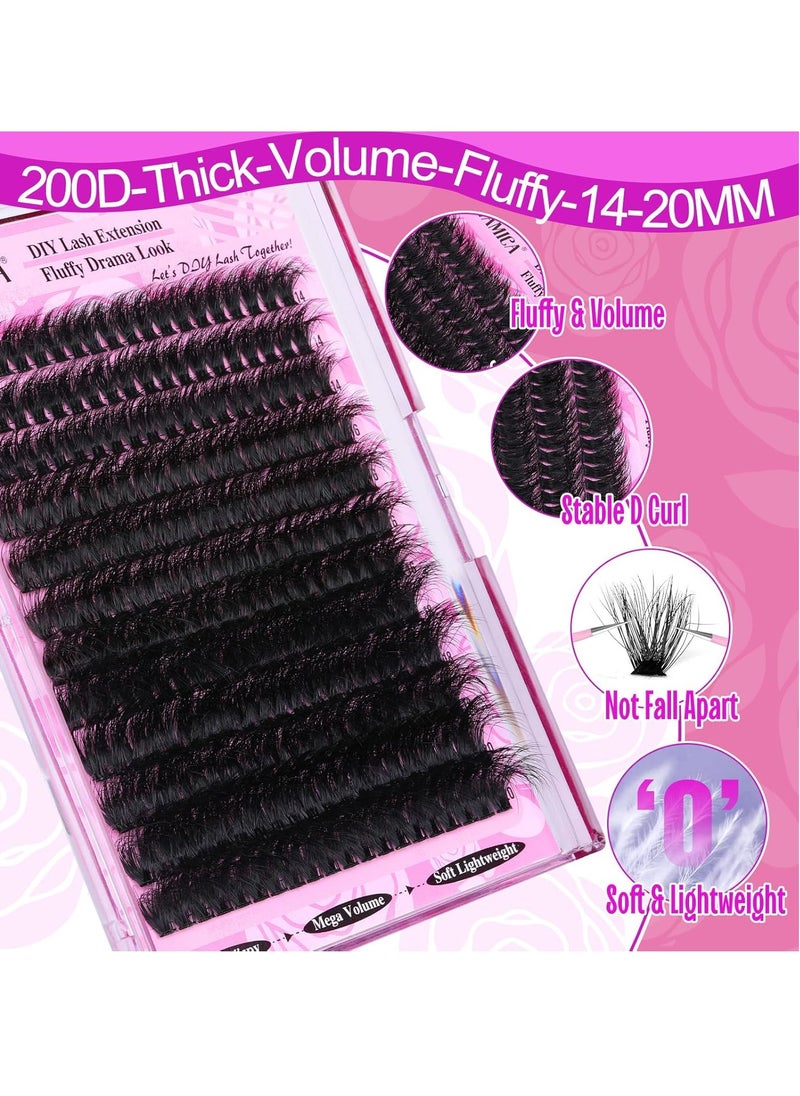 Yawamica Fluffy Lash Clusters Thick 200D Volume Eyelash Clusters 14-20mm Wispy Individual Lashes D Curl Cluster Eyelash Extensions 240pcs DIY Lash Extension for Beginners - pzsku/Z242793A9AE3E9B0245BAZ/45/_/1732882517/04b7b1a5-1db6-4049-bec3-c0f4dbe9ff63