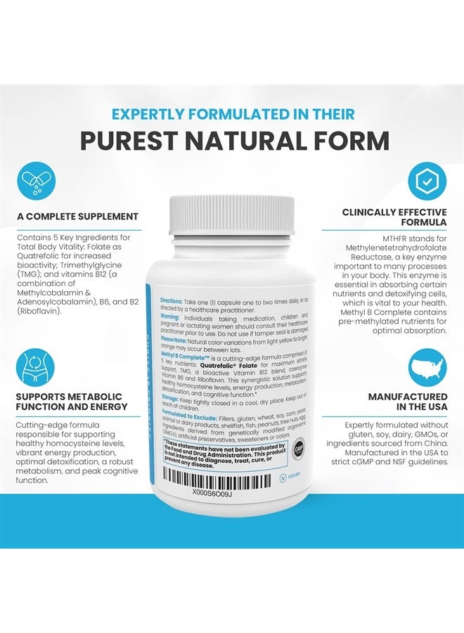 Pure Therapro Rx Methyl B Complete - 60 Vegetable Capsules | Optimal Methylation Support Supplement with Quatrefolic 5-MTHF (Active folate), Methylcobalamin (Active B12), B2, B6, and TMG | Pharmaceutical Grade - Image 4