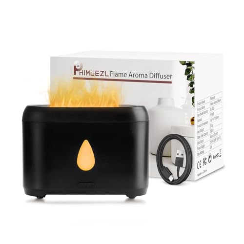 Flame Diffuser for Essential Oils 200ml Ultrasonic Aroma Diffusers with Cool Mist Aromatherapy Diffuser with AutoOff Protection Small Humidifier for HomeOfficeBedroomGift Black