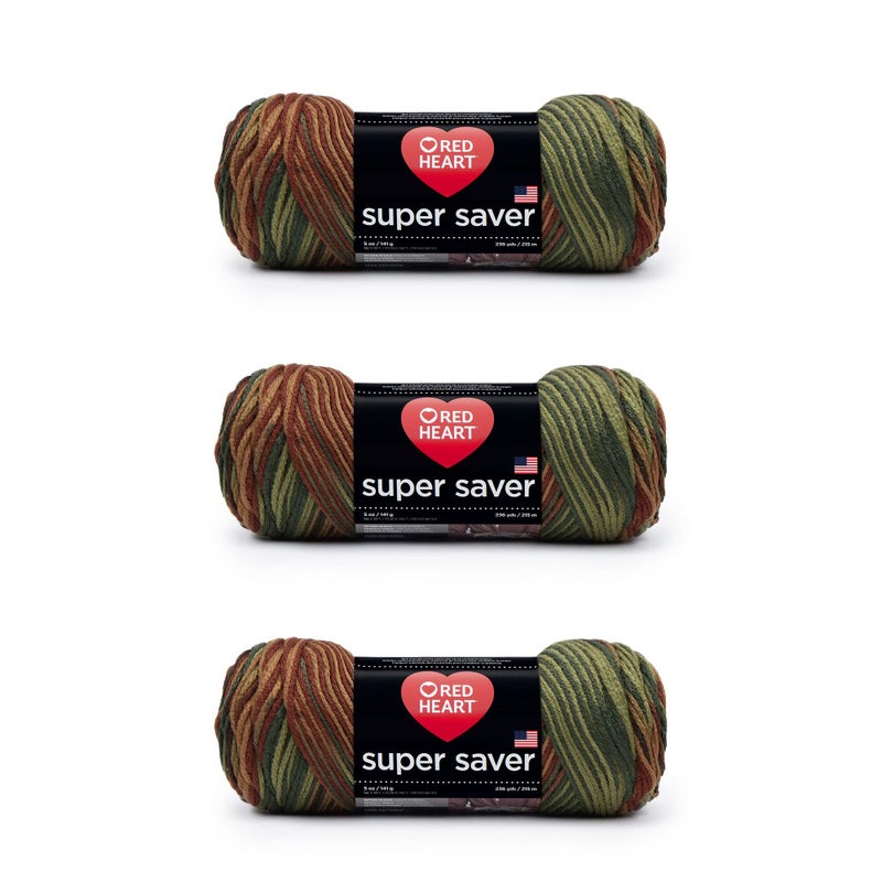 Red Heart Super Saver Yarn, 3 Pack, Fall 3 Count - Image 1