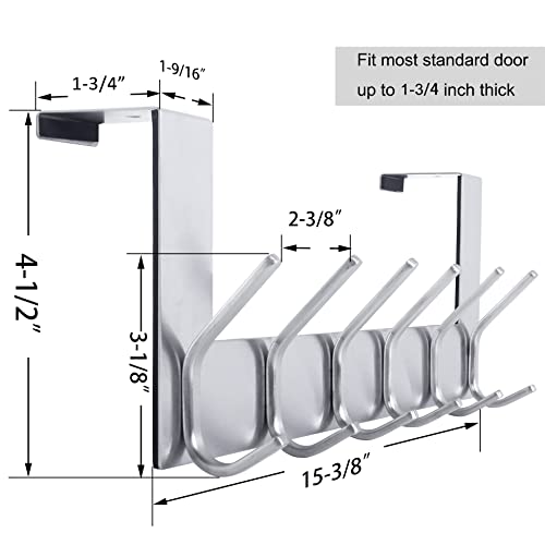WEBI Over The Door Hook Door Hanger:Over The Door Towel Rack with 6 Hooks for Hanging Coats,Door Coat Hanger Towel Hanger Over Door Coat Rack for Towels,Clothes,Back of Bathroom,Silver - Image 2
