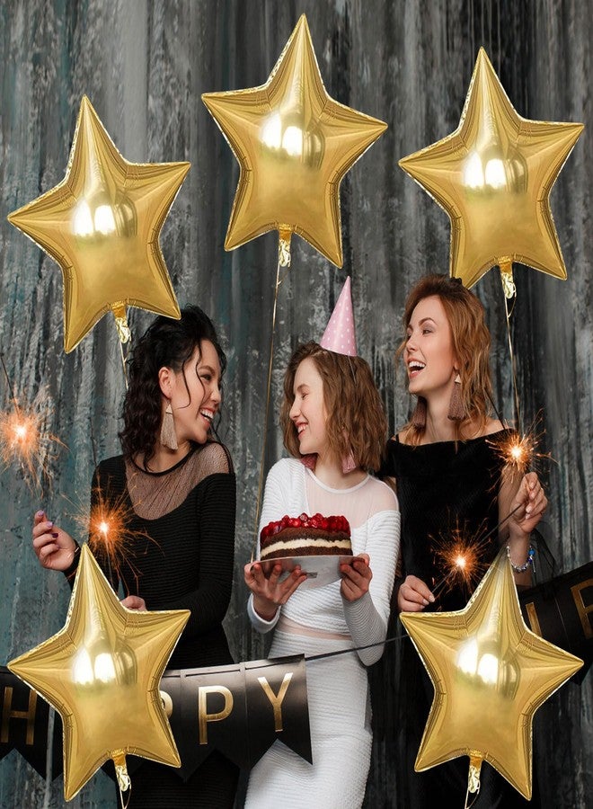 KALOR 30 Inch Light Gold Star Balloons, 6 Pcs Foil Balloons Star Shaped Mylar Balloons for Valentines Party Wedding Decorations - Image 5