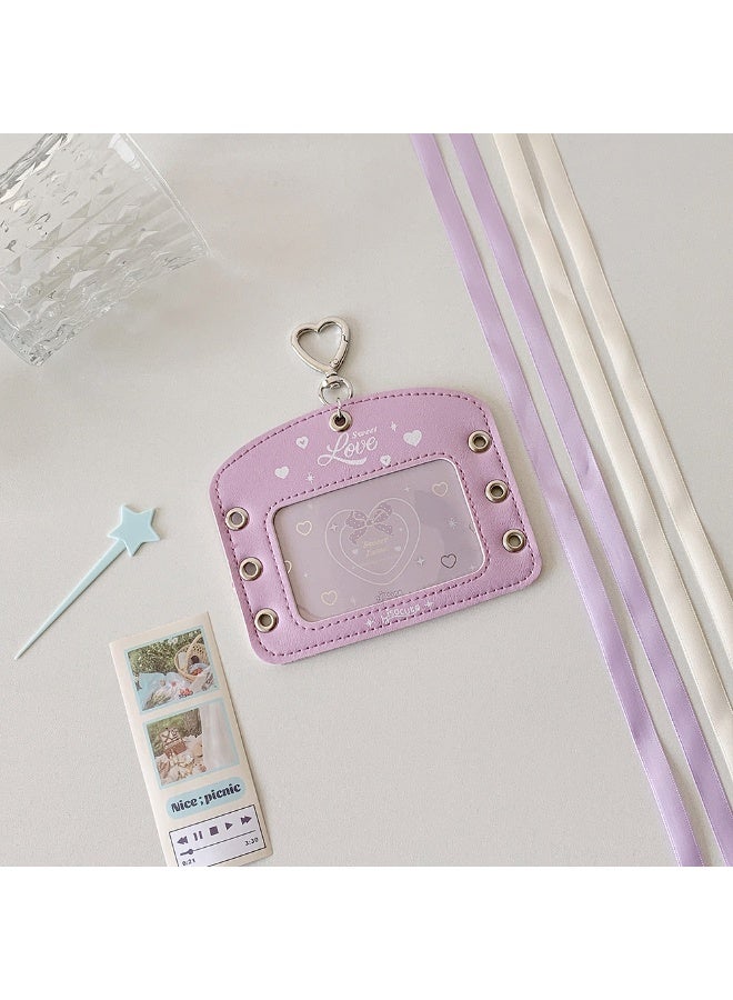 NIBEMINENT 1 - Piece Bright Silver Leather Ballet Bag Kpop Photo Card Holder Pendant Key Chain ID Badge Holder ID Card Holder Photo Card Protector for School ID Office ID Access Card for Women Girls - Image 1