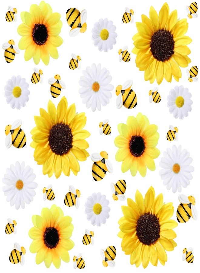 Juinte 165pcs Artificial Sunflower Heads Tiny Bees Craft Decoration 2.8"and 3.9" Sunflower Fabric, 1.6" and 2.4" Mini Fabric Daisy Flower Heads Bulk for Summer Art DIY Craft Home Beehive Party Wedding - Image 1