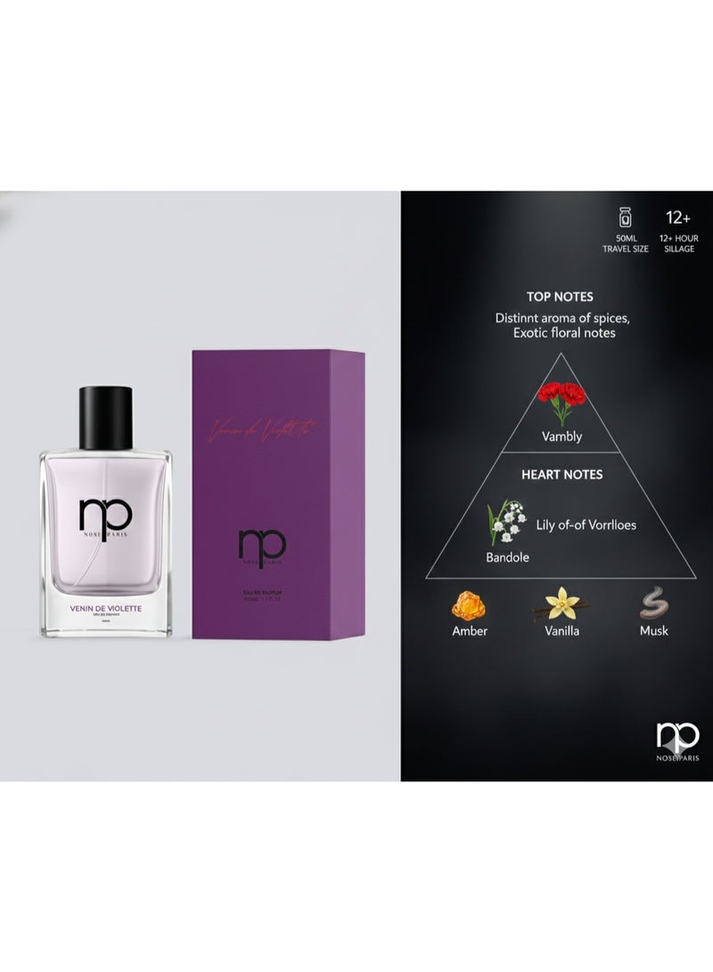 Nose Paris Venin De Violette (Violet Venom) Unisex - Eau de Parfum, 50ml - Bold Spicy & Exotic Floral Scent - Image 5