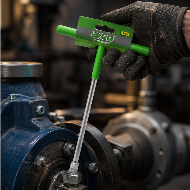 Wulf 9mm T-Spanner Socket Wrench Heavy Duty T Handle Nut Driver with Ergonomic Grip for Mechanical Repair Automotive Maintenance and Workshop Use - Image 4