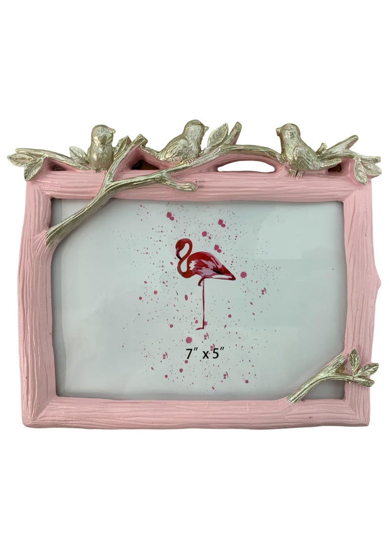 Art Street Art Street Three Little Birds Premium Square Table Photo Frame, Vector Design Home Decoration Frame For Table Top Desk, Birthday, Wedding & Return Gift - Royal Pink (Size: 7x5 Inch)  - Image 3