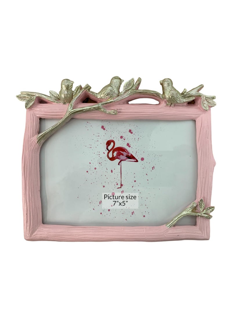 Art Street Art Street Three Little Birds Premium Square Table Photo Frame, Vector Design Home Decoration Frame For Table Top Desk, Birthday, Wedding & Return Gift - Royal Pink (Size: 7x5 Inch)  - Image 4