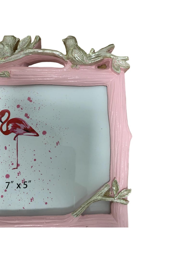 Art Street Art Street Three Little Birds Premium Square Table Photo Frame, Vector Design Home Decoration Frame For Table Top Desk, Birthday, Wedding & Return Gift - Royal Pink (Size: 7x5 Inch)  - Image 2