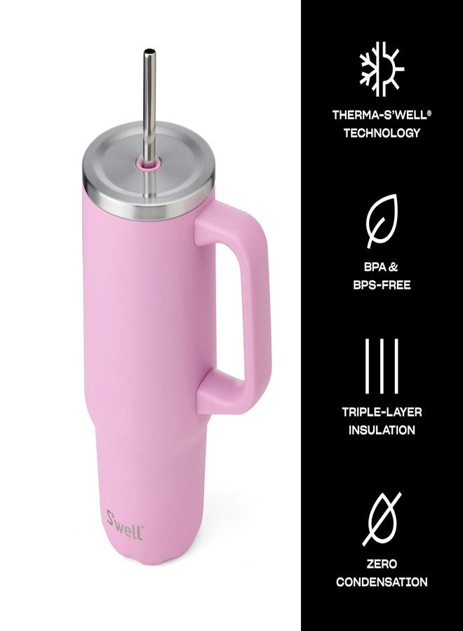 S'well Recycled Stainless Steel Tumbler XL with Straw and Handle, 30oz, Hydrangea Pink, Triple Layered Vacuum Insulated Containers Keeps Drinks Cold for 36 hours and Hot for 9 - Image 3