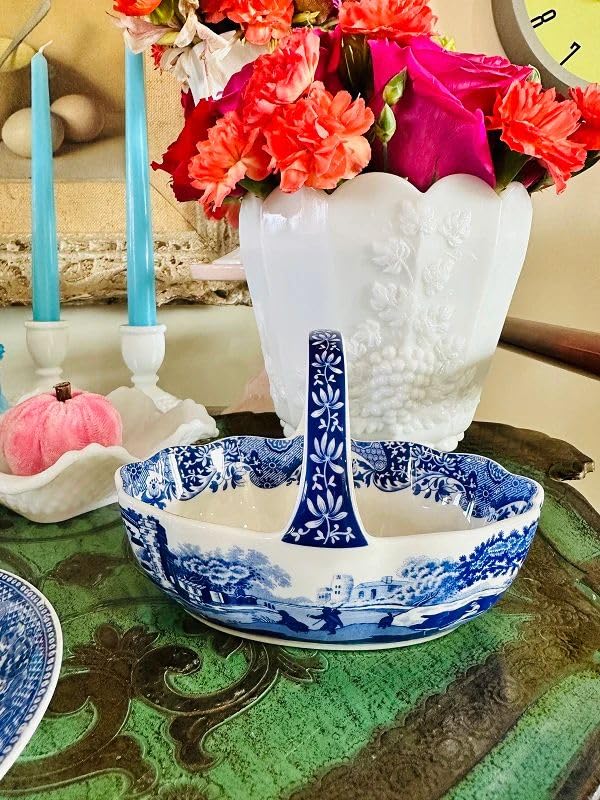 Portmeirion Spode Blue Italian Porcelain Handled Basket with Chip-Resistant Glaze - 6 Inch Decorative Serving Dish for Holiday Gift Giving, Hostess Presentation, Seasonal Table Accents - Image 5