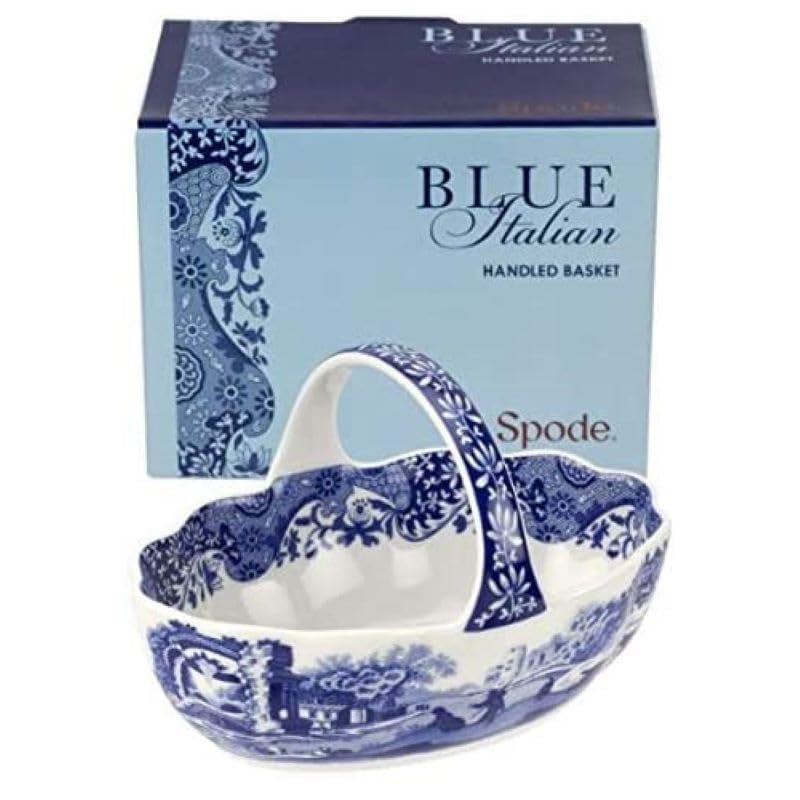 Portmeirion Spode Blue Italian Porcelain Handled Basket with Chip-Resistant Glaze - 6 Inch Decorative Serving Dish for Holiday Gift Giving, Hostess Presentation, Seasonal Table Accents - Image 3