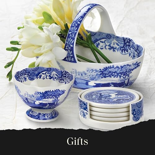 Portmeirion Spode Blue Italian Porcelain Handled Basket with Chip-Resistant Glaze - 6 Inch Decorative Serving Dish for Holiday Gift Giving, Hostess Presentation, Seasonal Table Accents - Image 4