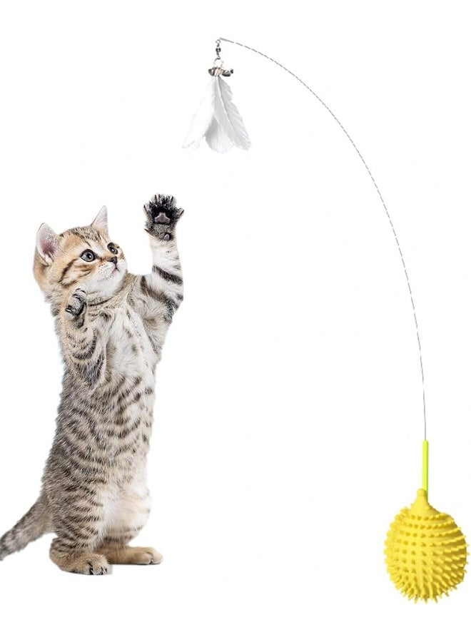 NeoStyle Cat Feather Toys, Cat Wand Toy with Powerful Suction Cup, Interactive Cat Toy Detachable Feather Replacements with Bell for Indoor Cats - Image 1