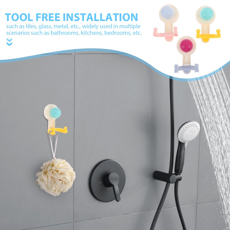 3pcs Cup Hooks - No Drill Wall Coat Rack Heavy Duty Hanging Hooks for Towels Robes Kitchen Utensils Bathroom Glass Tile and Smooth - Image 2