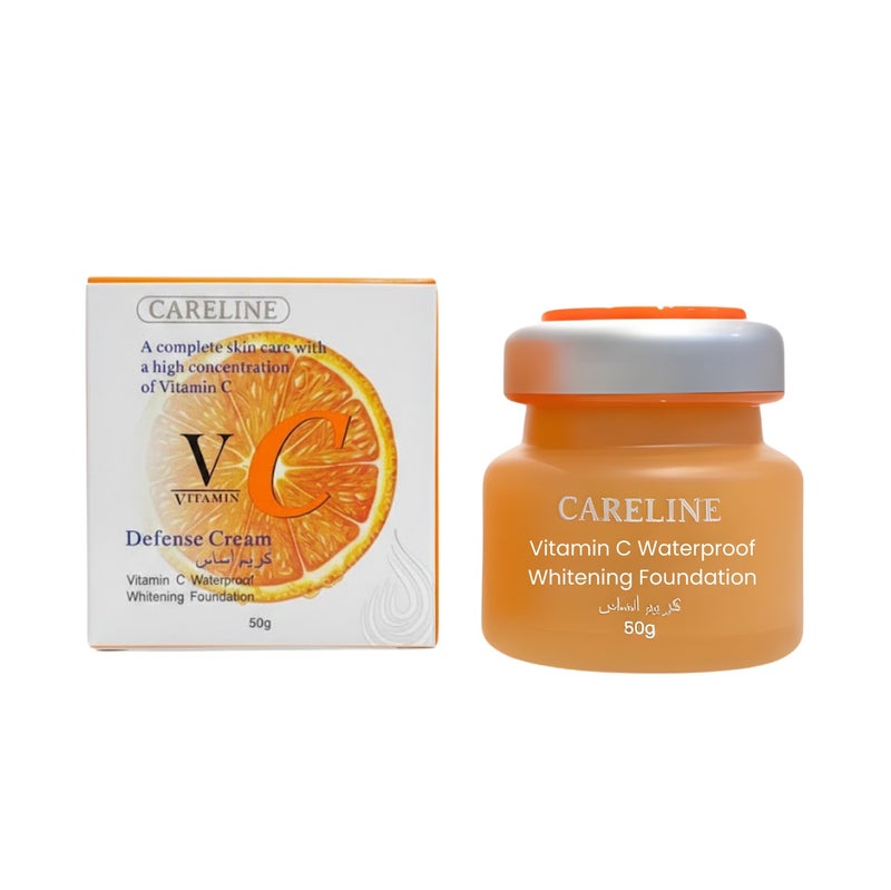 Careline Vitamin C Waterproof Whitening Foundation – 50g, Defense Cream, High Concentration Vitamin C, Complete Skin Care, Brightening & Protection, Long-Lasting Coverage - Image 1