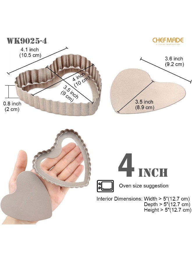 CHEFMADE WK9025-4 Non-Stick Heart Tart Set, 4" (4 Pieces) - Image 2