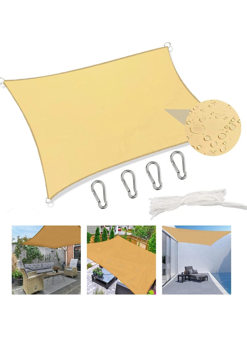 Generic Sun Shade Sail, 3 x 4M Sun Shade Sail Canopy UV Block Awning, Sun Sail Rectangular, Sail Shade PES UV Protection, Sun Sail Weatherproof, for Garden Outdoor Terrace Balcony.10'x 13',Beige  - Image 1