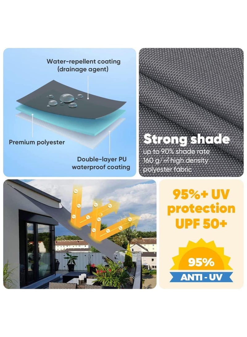 Generic Sun Shade Sail, 3 x 4M Sun Shade Sail Canopy UV Block Awning, Sun Sail Rectangular, Sail Shade PES UV Protection, Sun Sail Weatherproof, for Garden Outdoor Terrace Balcony.10'x 13',Beige  - Image 4