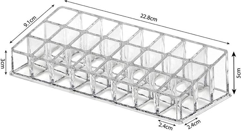 JELLEX Lipstick Holder 24 Grid Spaces Clear Acrylic Lipstick Organizer Display Stand Cosmetic Makeup Organizer for Lipstick, Brushes, Bottles, [Without Lipstick ] - Image 2