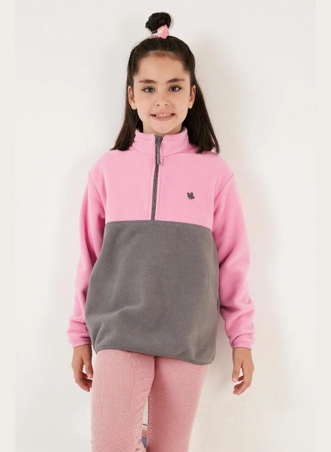 Lela  Lela Soft Texture Half Zipper Color Block Stand Collar Polar Unisex Child POLAR 5905004  | Best Price UAE