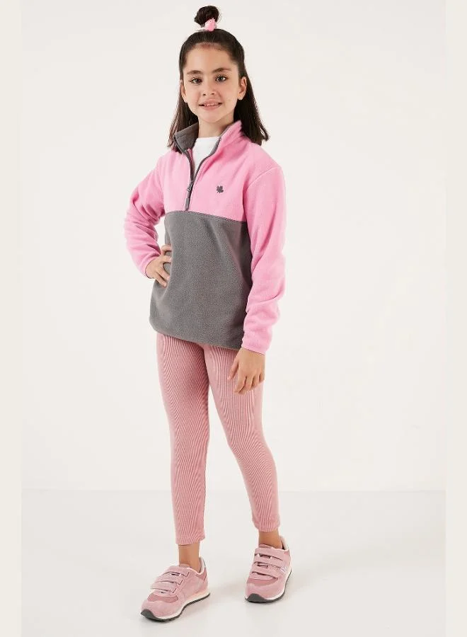 Lela  Lela Soft Texture Half Zipper Color Block Stand Collar Polar Unisex Child POLAR 5905004  | Best Price UAE