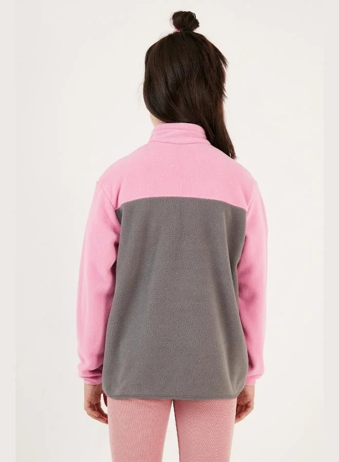 Lela  Lela Soft Texture Half Zipper Color Block Stand Collar Polar Unisex Child POLAR 5905004  | Best Price UAE