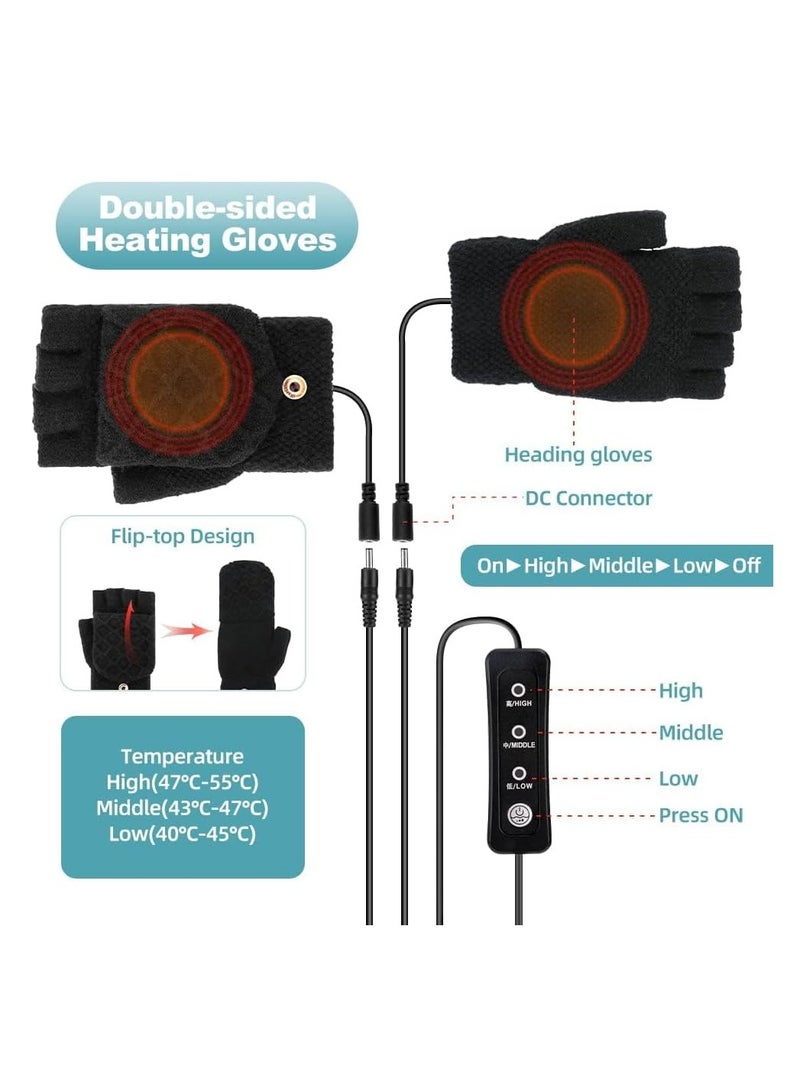USB Heated Gloves - 3 Temperature Settings, Full & Half Finger Design, Double-Sided Heating for Winter Warmth, Unisex Hand Warmer - Image 2