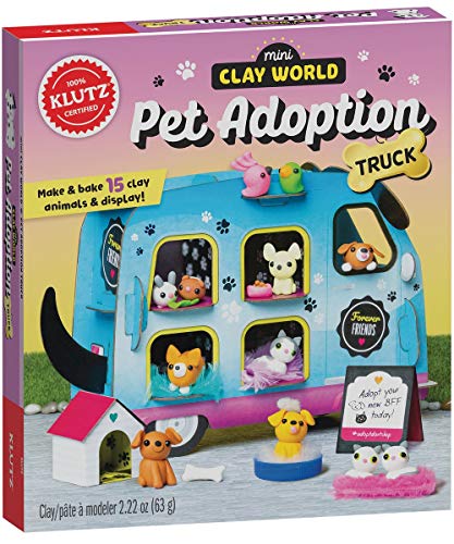 Klutz Mini Clay World Pet Adoption Truck Craft Kit for 8-12 years includes 8 punch-out sheets, 7 colors of oven-bake clay, faux fur blankets in 3 colors, 30 brads - Image 5