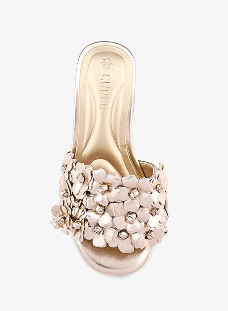Cuple Gold Girls Block Heel Mule Heels for Women | Best Price UAE