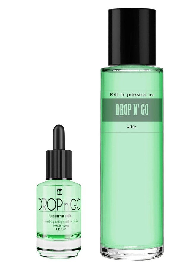 Duri Drop'n Go Quick Dry Nail Drops Combo - Fast Drying Drops for Long Lasting Nail Polish - 4 Oz Refill and 0.45 Fl Oz Bottle Included - Image 1