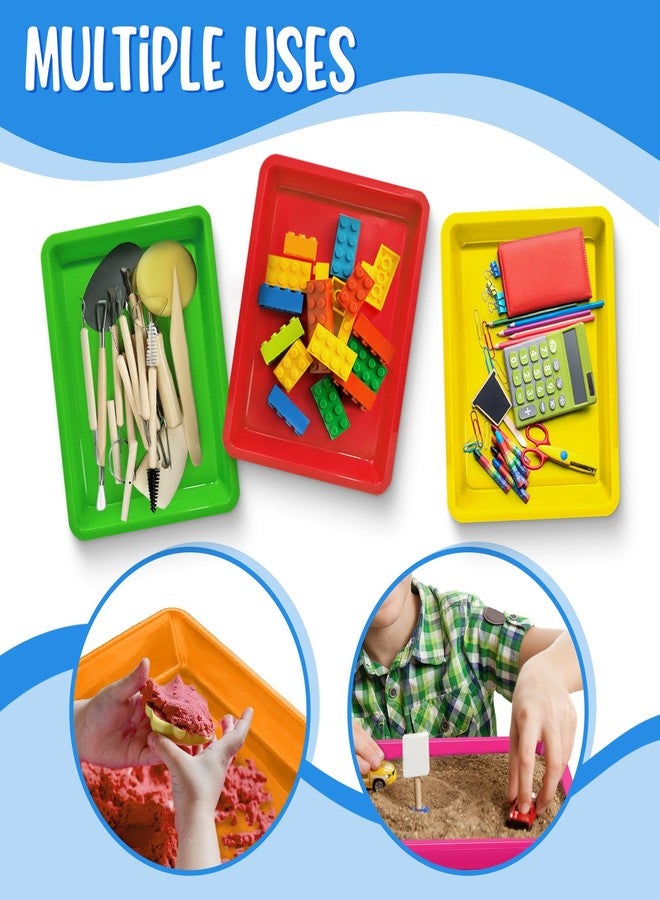 Slomg 24 Pcs Plastic Art Trays for Kids, 11 x 8 in Multicolor Activity Craft Trays Organizer for School Home Art and Crafts, Serving Tray for DIY Projects Painting Beads Jewelry Home Organizing Supply - Image 4