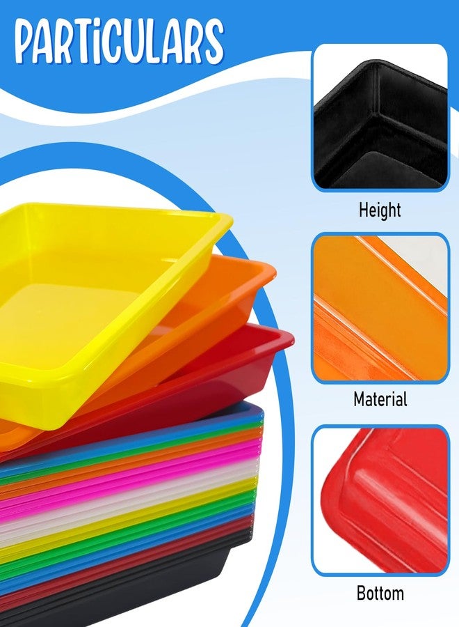 Slomg 24 Pcs Plastic Art Trays for Kids, 11 x 8 in Multicolor Activity Craft Trays Organizer for School Home Art and Crafts, Serving Tray for DIY Projects Painting Beads Jewelry Home Organizing Supply - Image 3