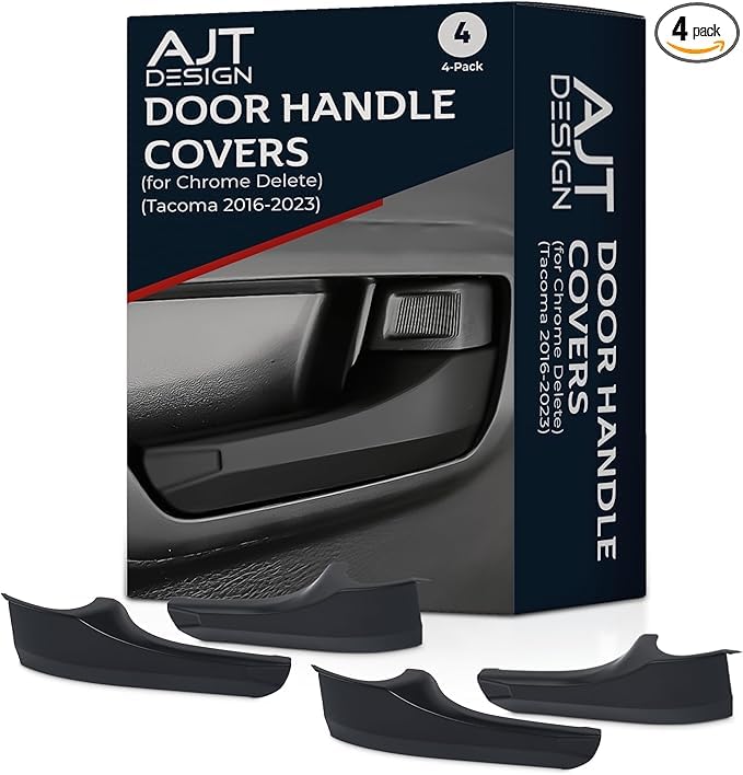 AJT DESIGN Car Door Handle Cover Compatible with Toyota Tacoma 20162023  ABS Plastic Interior Trim Chrome Delete Tacoma Door Handle Cover  Made in USA Pack of 4 Front  Back  Black
