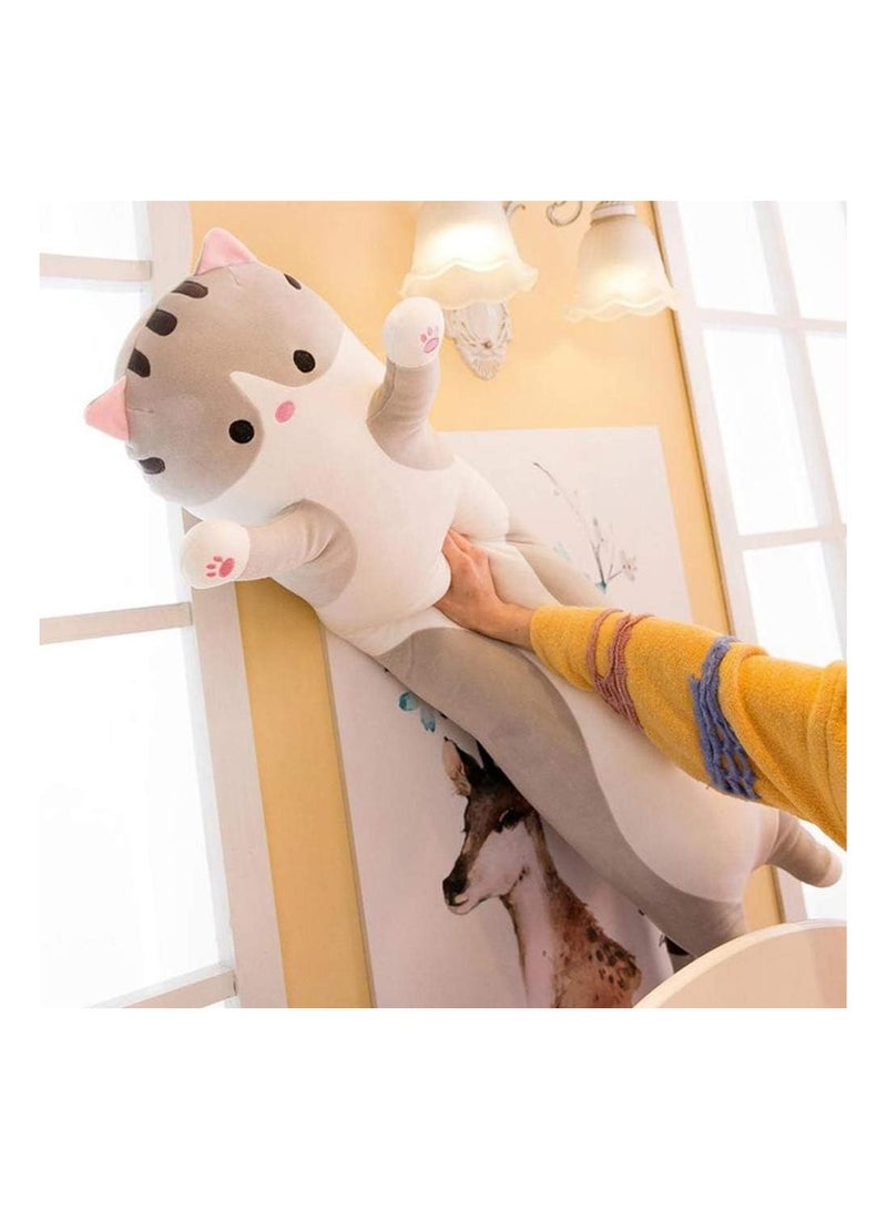 وسادة ناعمة على شكل قطة كرتونية مقاس 50 سم، مناسبة كهدية للأطفال والصديقات، رمادي - Image 2